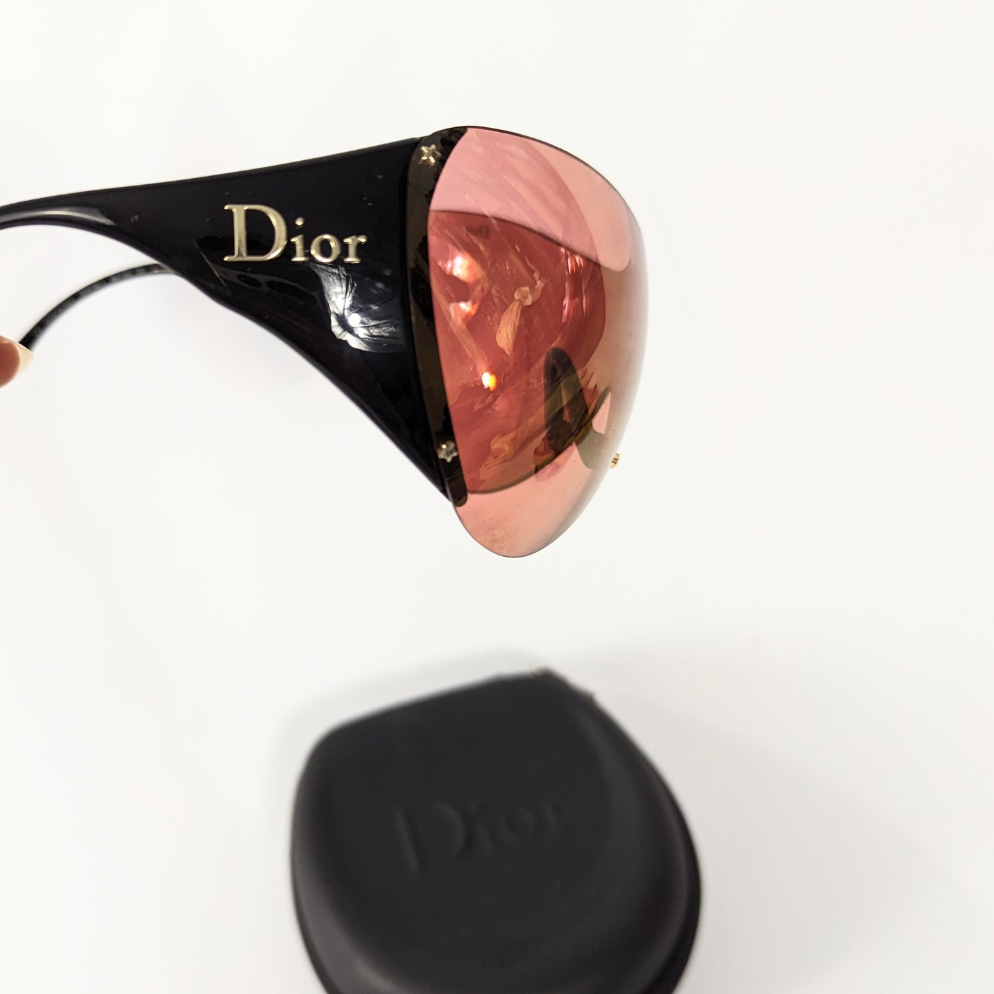 Pink and black Christian Dior SKI mask sunglasses