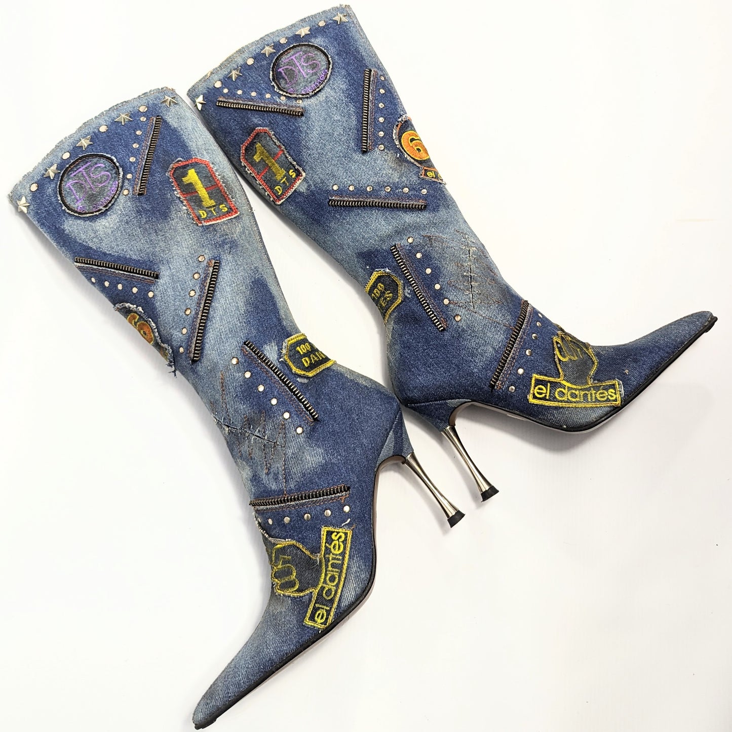 El Dantes denim patchwork boots - EU37|UK4|US6