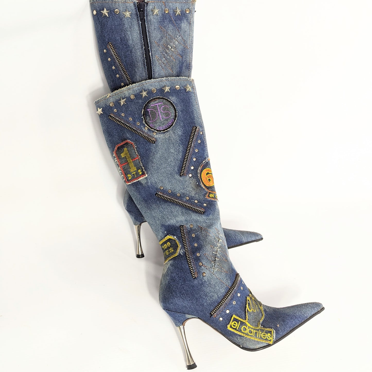 El Dantes denim patchwork boots - EU37|UK4|US6