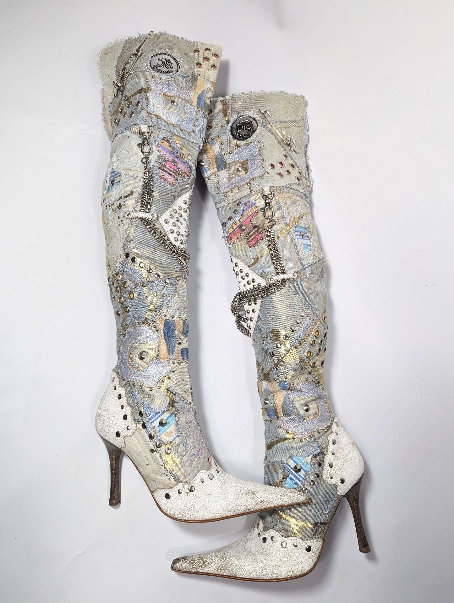 Boots El Dantes in patchwork denim -EU37|UK4|US6