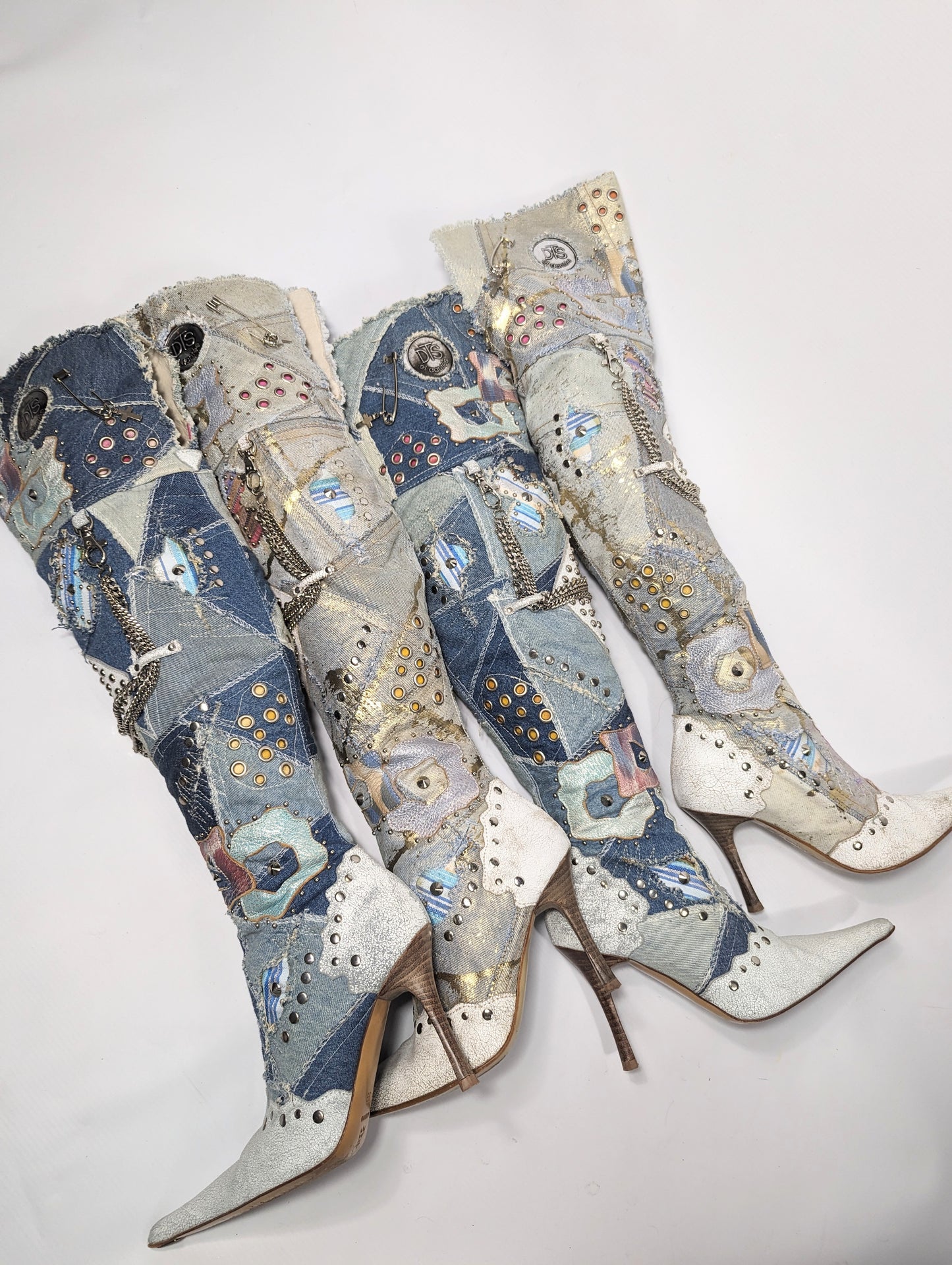 Boots El Dantes in patchwork denim -EU37|UK4|US6