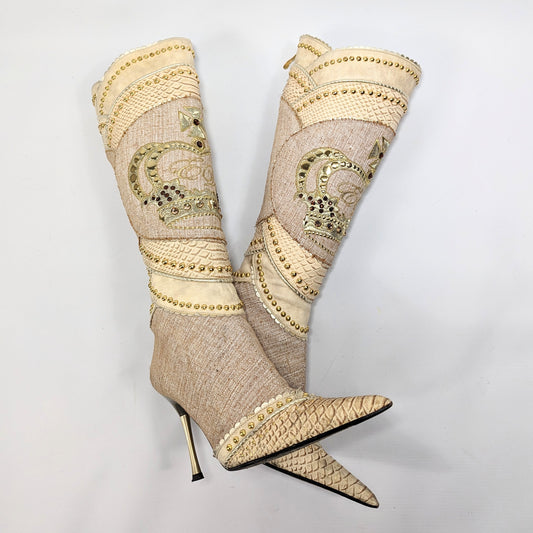 El Dantes beige “crown” boots - EU37|UK4|US6