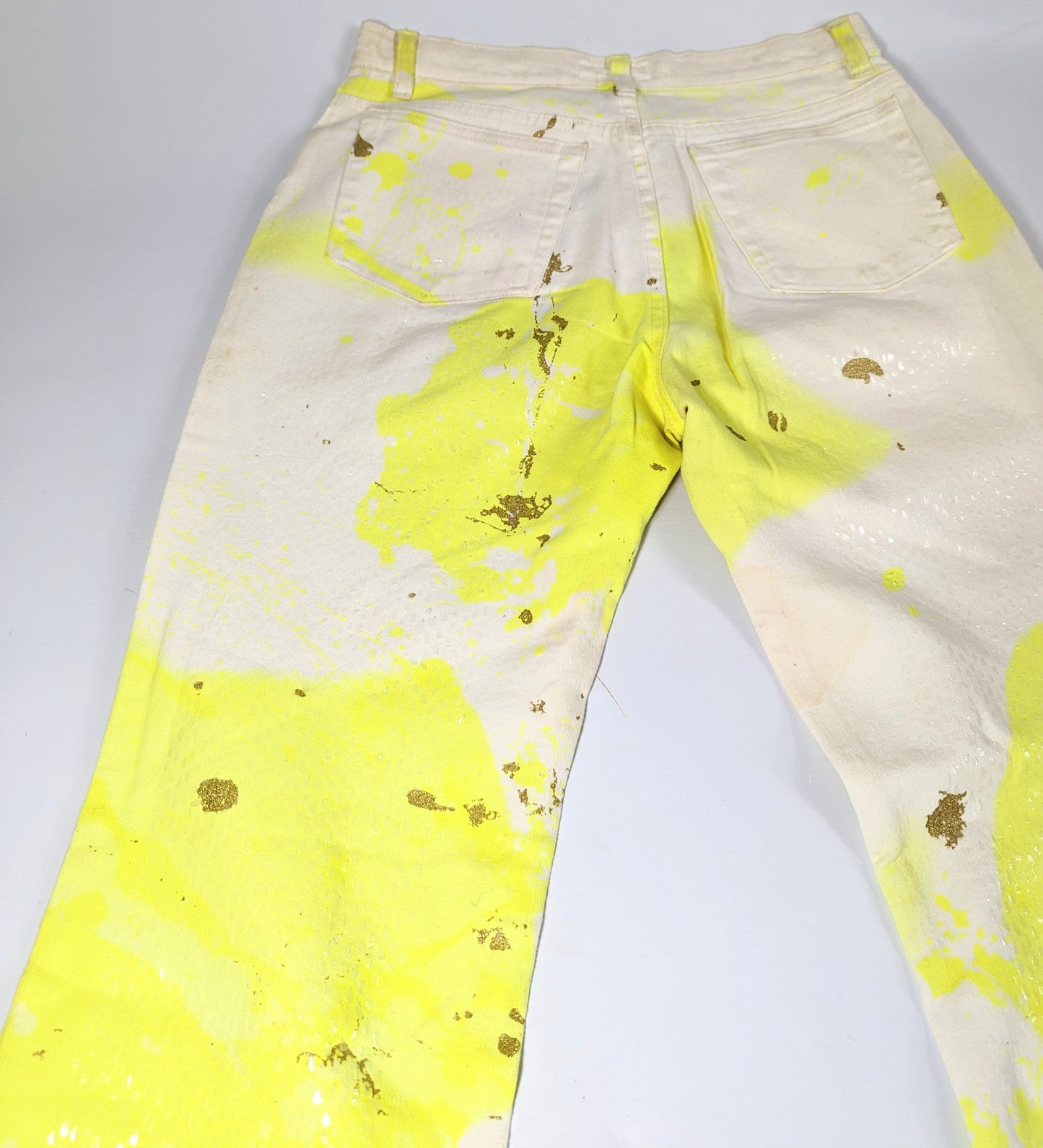 Roberto Cavalli yellow sequin jeans - M