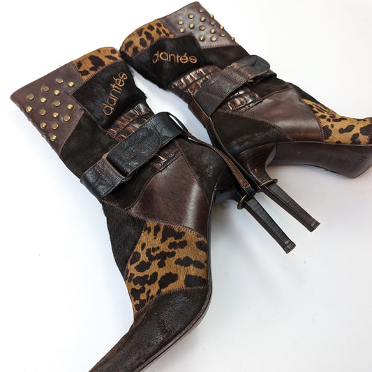 El Dantes leather and fur patchwork boots - EU37|UK4|US6