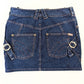 Denim mini skirt with Dior pink stitching by Galliano - S