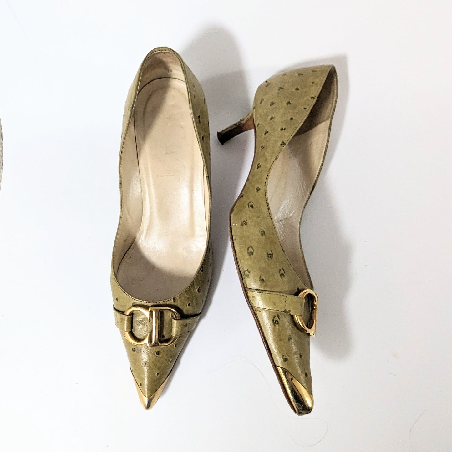 Dior pumps by Galliano green gold initial A/W 2000 - EU37|UK4|US6