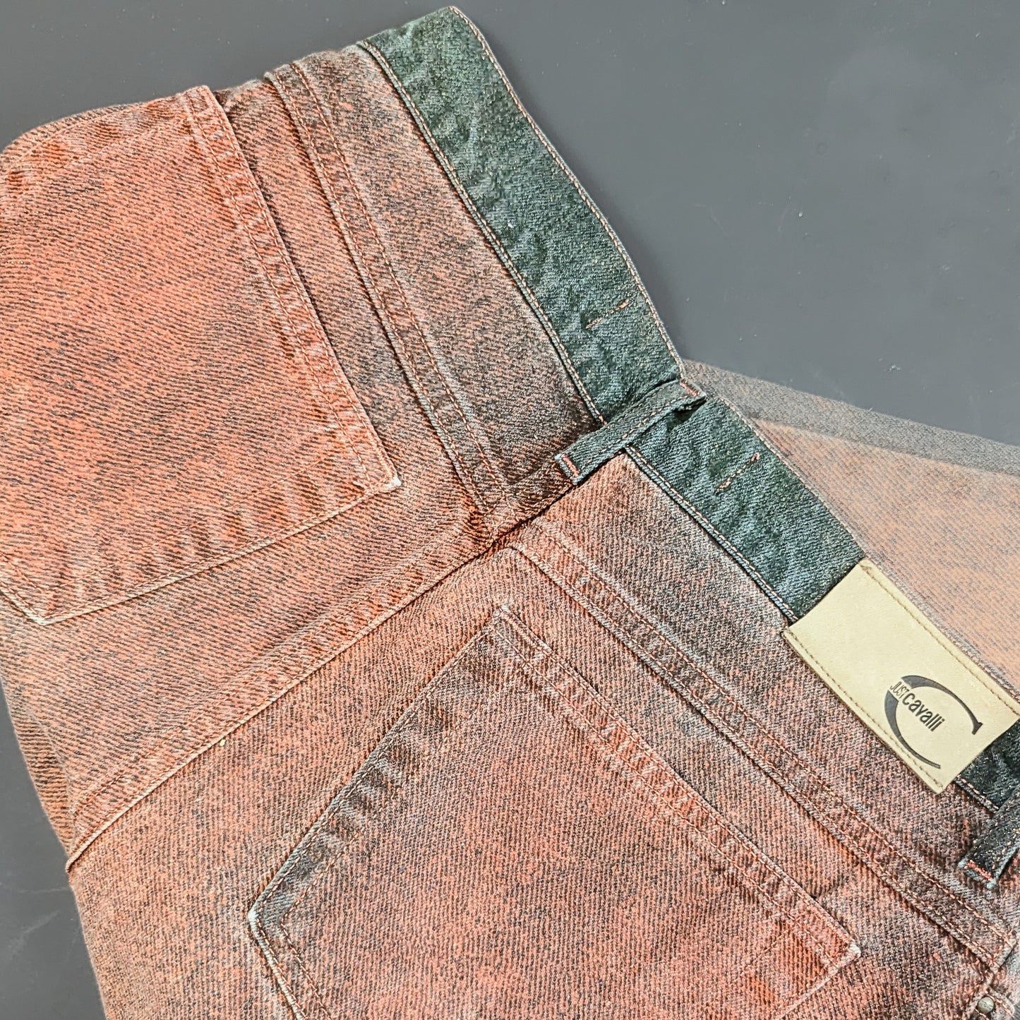 Jeans Cavalli orange washed trousers with micro-sequins - S