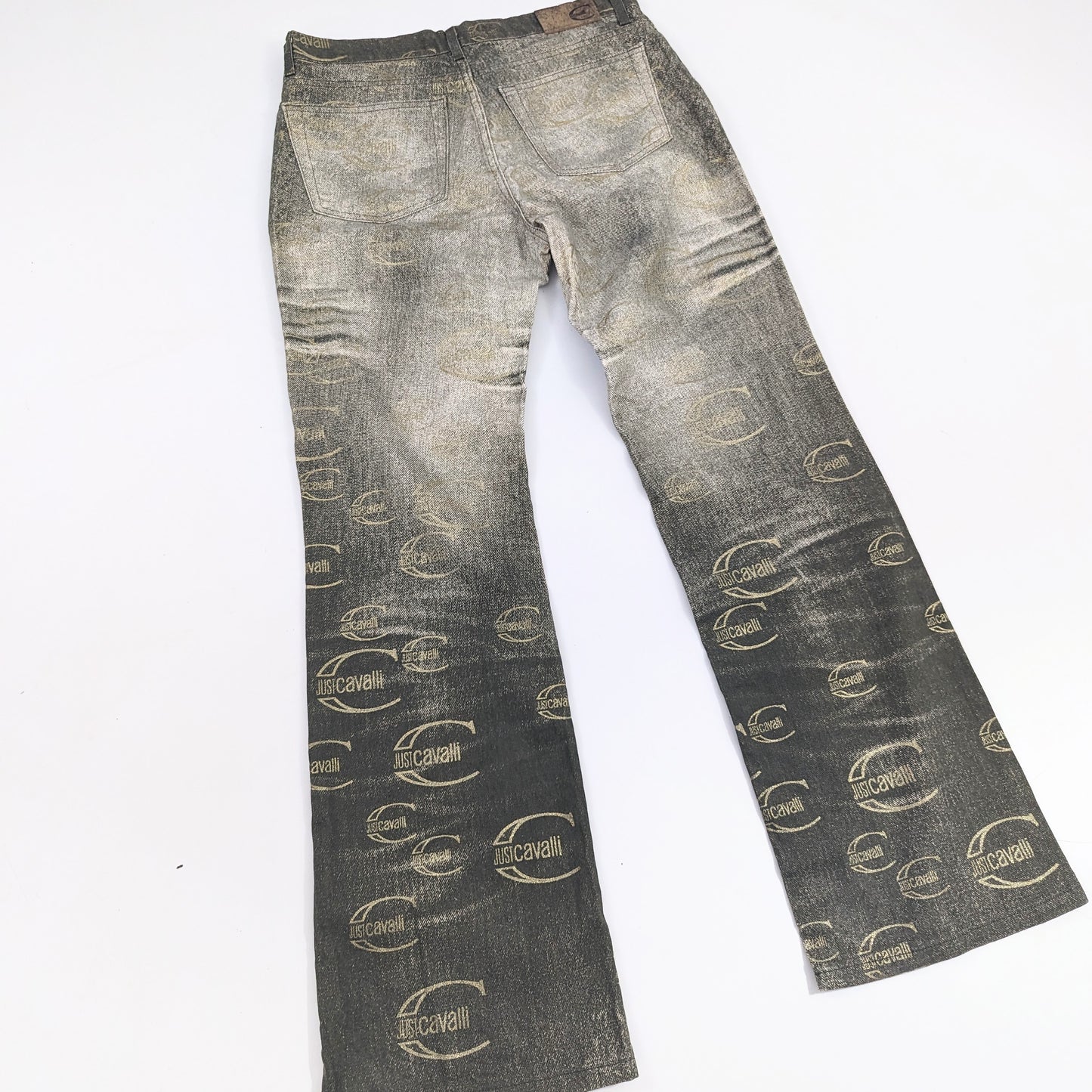 Cavalli jeans faded khaki monogram logo - M/L