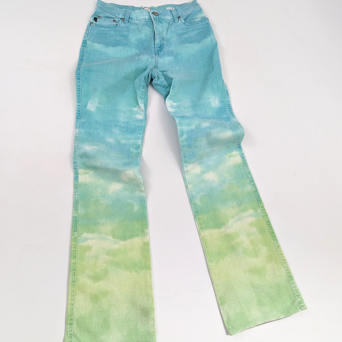 Cavalli jeans Green and blue cloud print - S