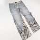 Roberto Cavalli washed jeans pants with tiger print - M/L