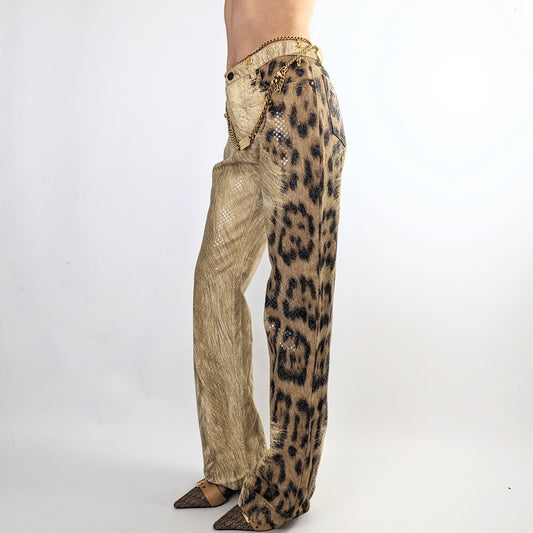 Roberto Cavalli glittering leopard jeans pants -M