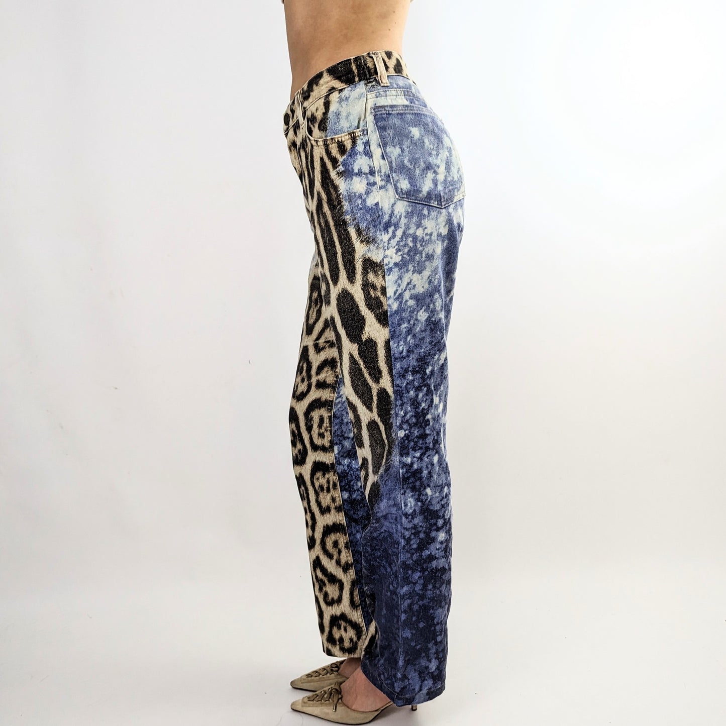 Roberto Cavalli blue animal pattern jeans - S