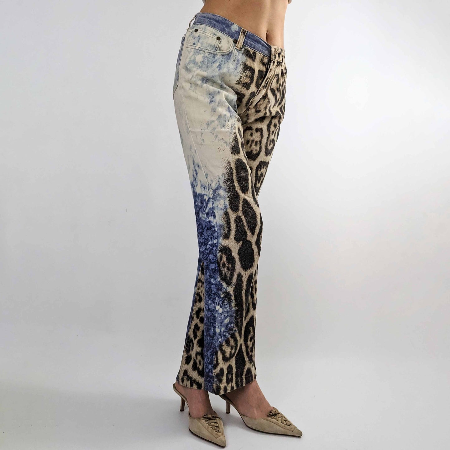 Roberto Cavalli blue animal pattern jeans - S