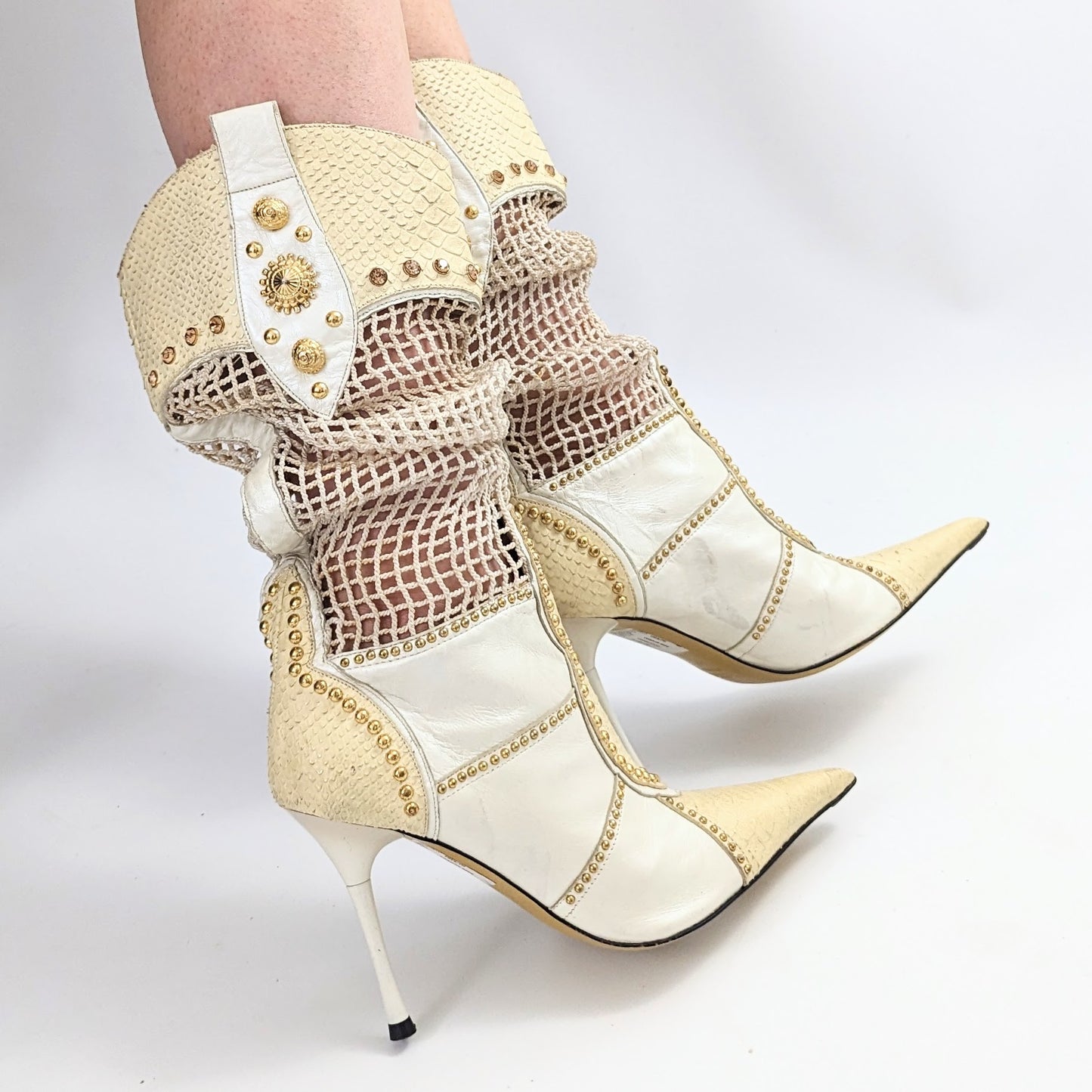 El Dantes beige leather and mesh boots - EU37|UK4|US6