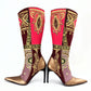 Oriental pink El Dantes boots decorated with rhinestones - EU37|UK4|US5,5