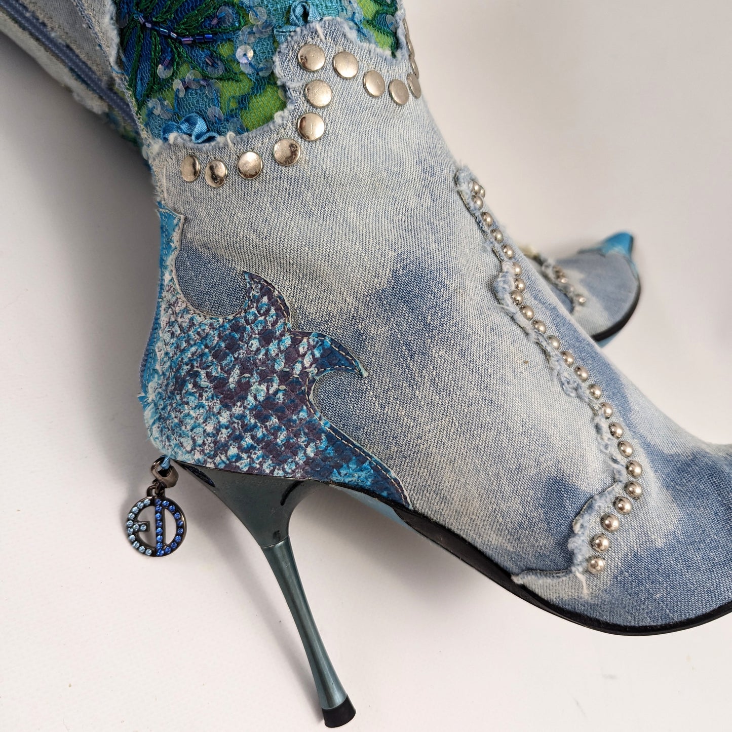 Sequin Embellished Denim El Dantes Boots - EU39|UK5.5|US7.5