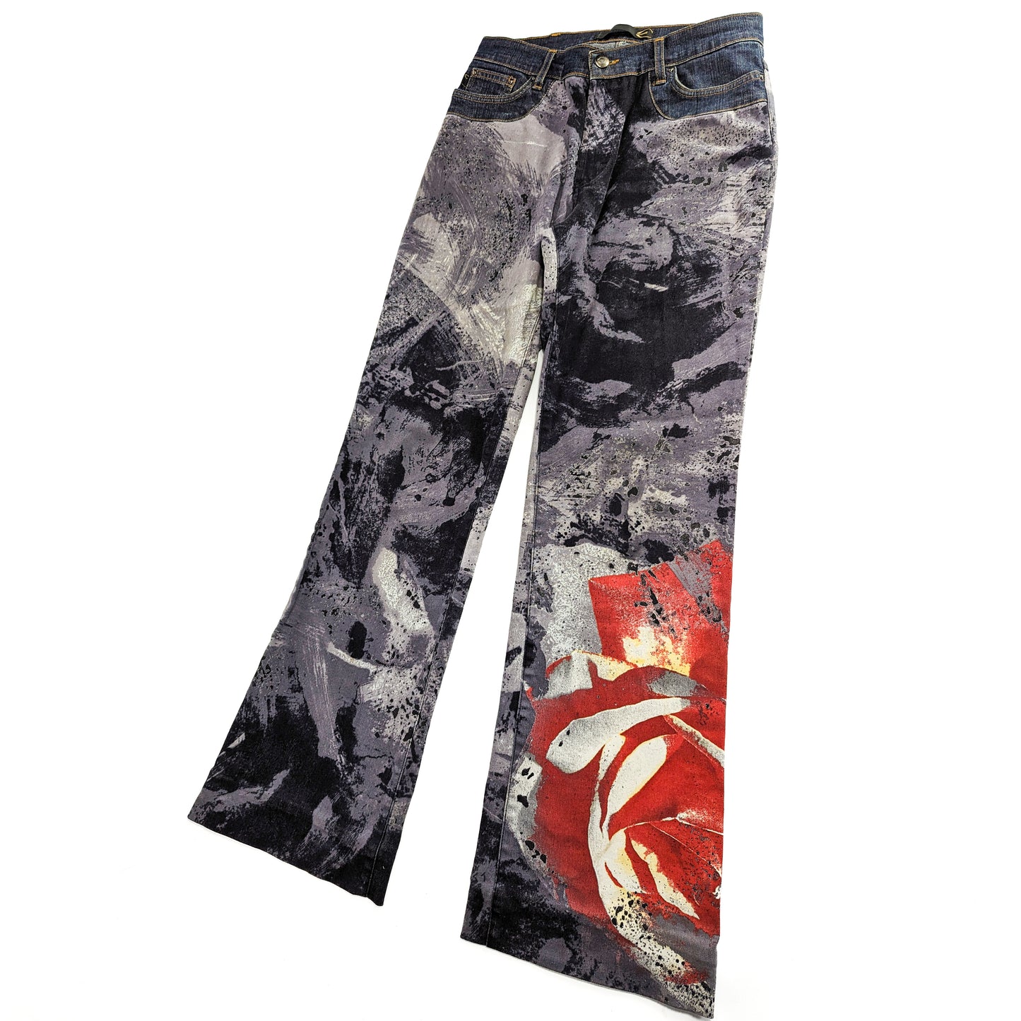 Cavalli abstract pattern and flower jeans pants - S