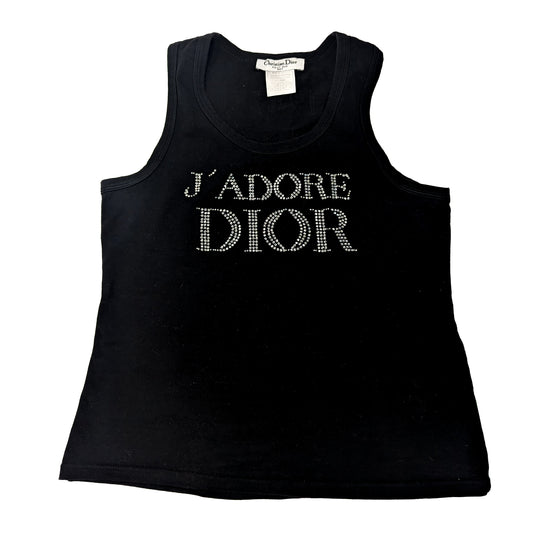 Black “J’adore Dior” tank top with rhinestones