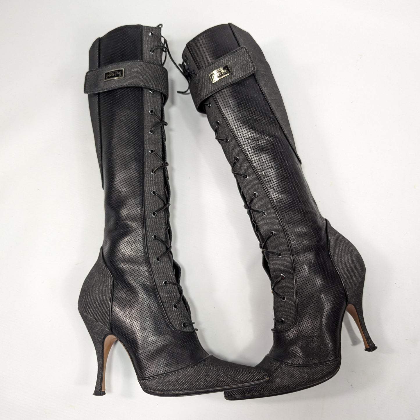 Dior denim and leather boots by Galliano - EU38|5UK|7US