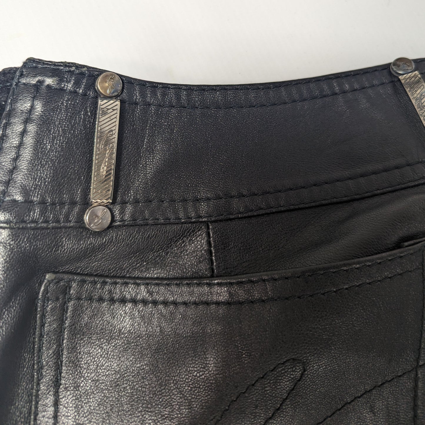 Vintage velvet and leather denim pants - S