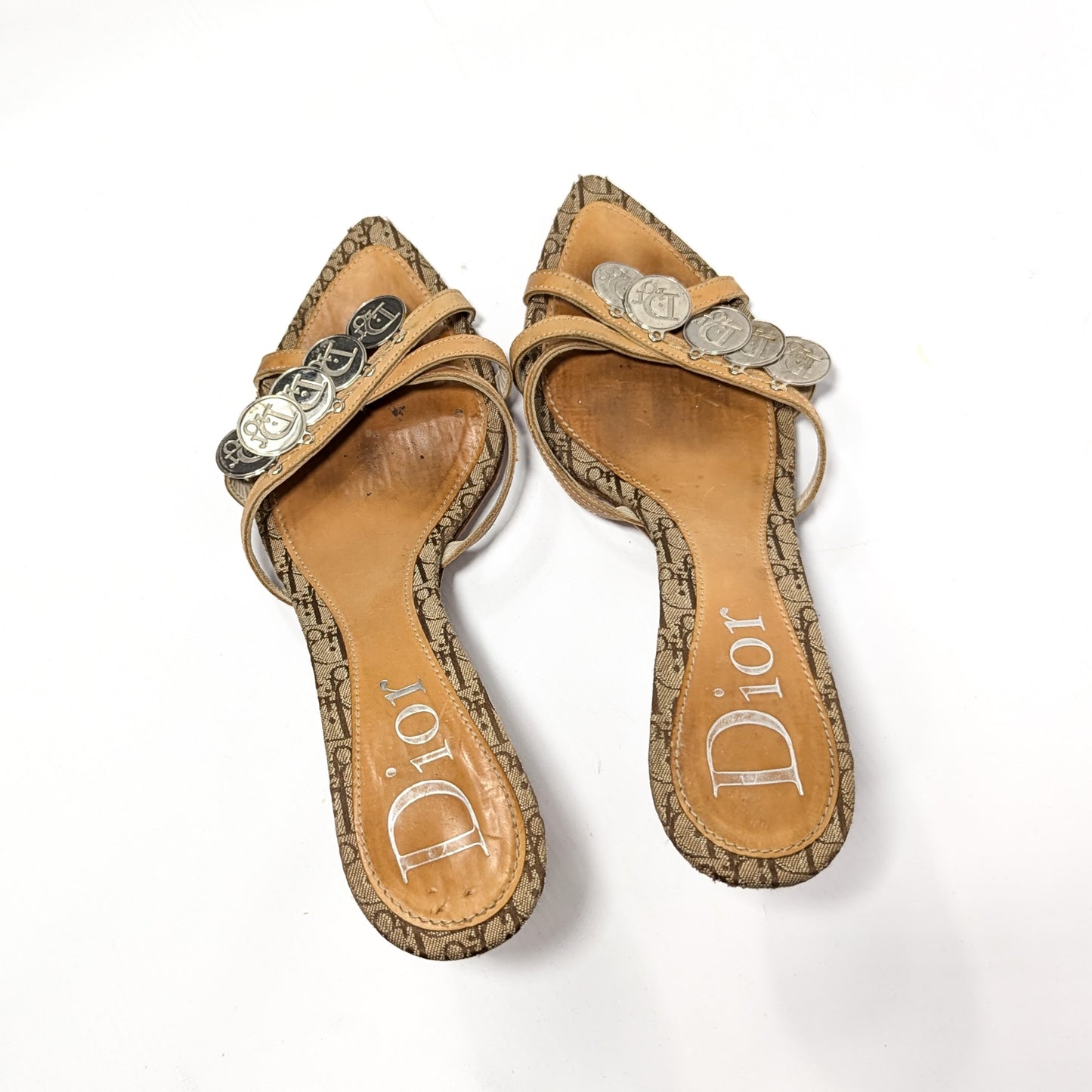 Dior by Galliano beige mules adorned with coins -EU40|7UK|9US