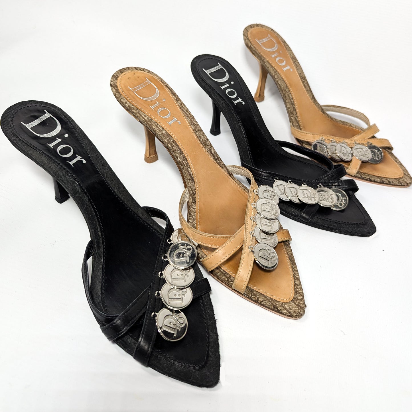 Dior by Galliano beige mules adorned with coins -EU40|7UK|9US