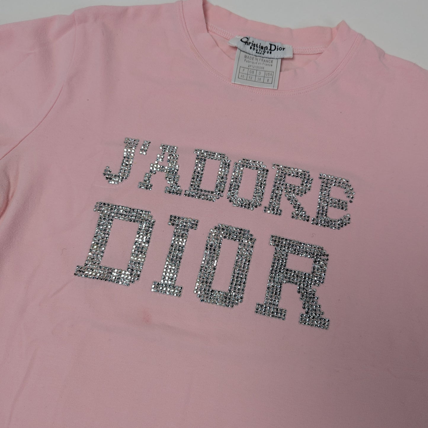 Dior by Galliano pink rhinestone t-shirt