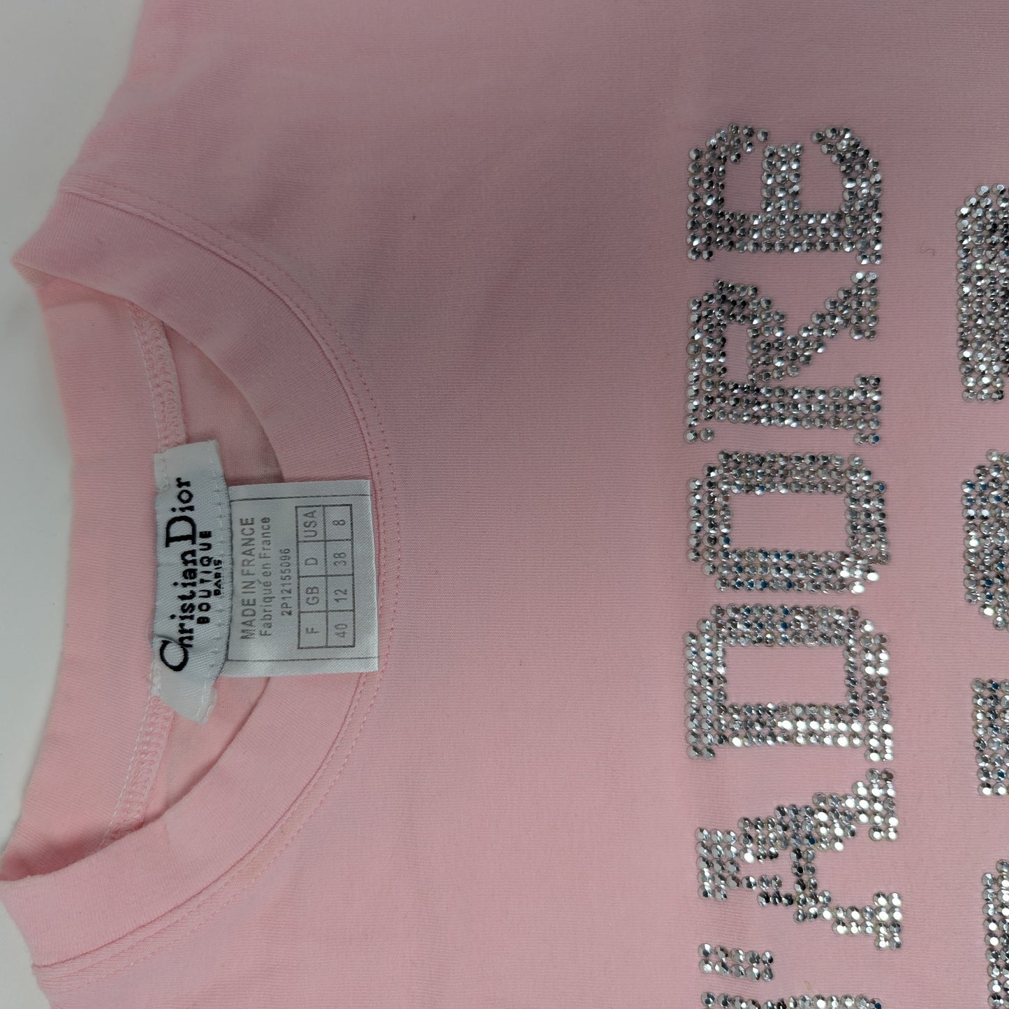 Dior by Galliano pink rhinestone t-shirt