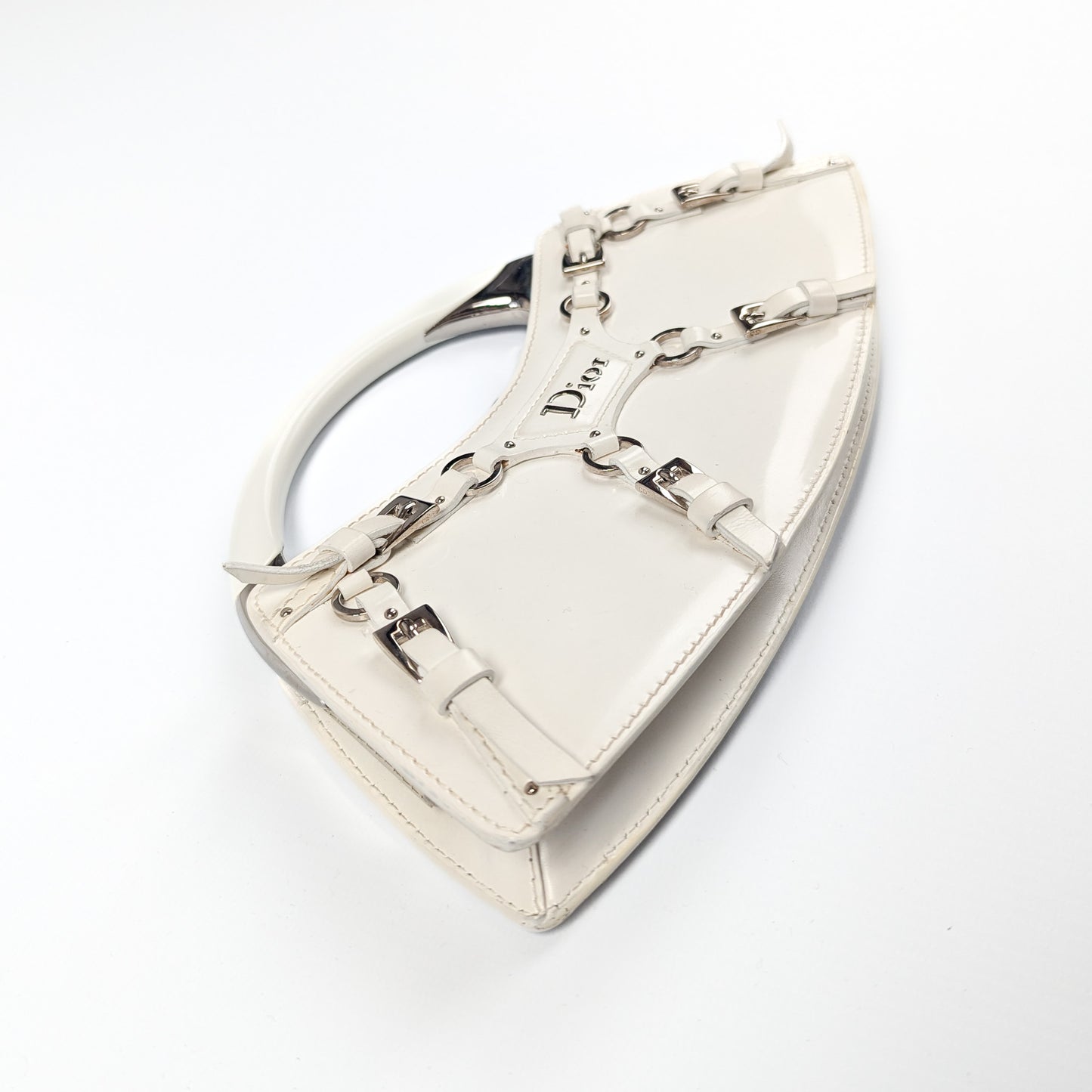 Dior Bondage mini handbag in white leather by Galliano - A/W 2003