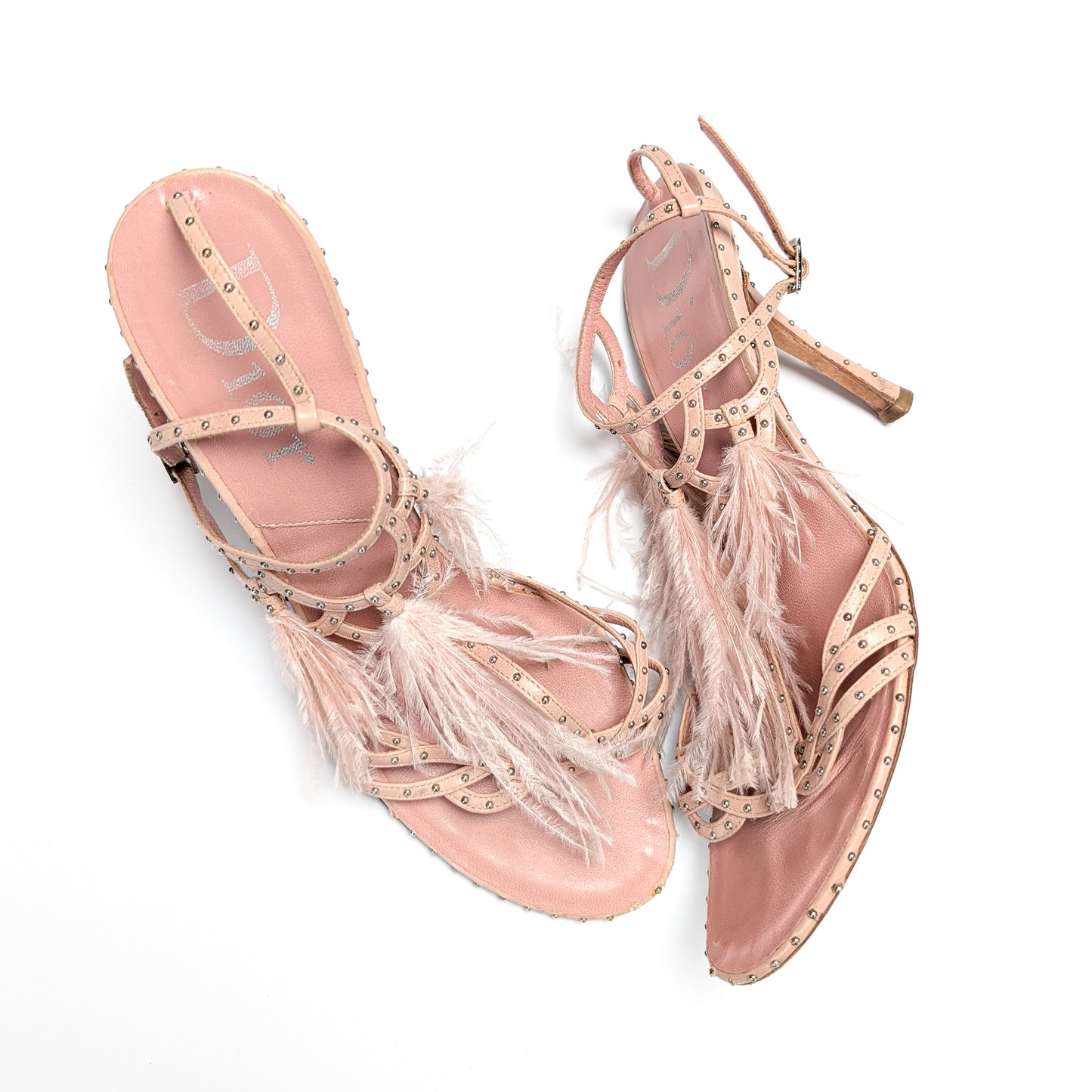 Dior by Galliano S/S 2004 Pink Feather Sandals - EU40|7UK|9US