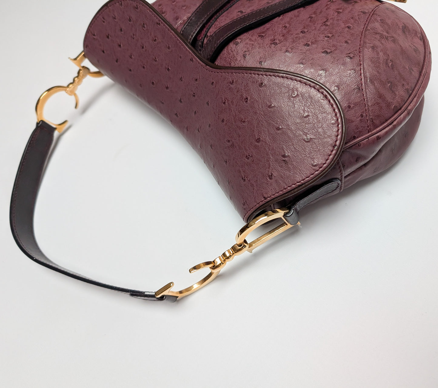 Purple Saddle Bag in Dior Ostrich Leather by Galliano - F/W 2000