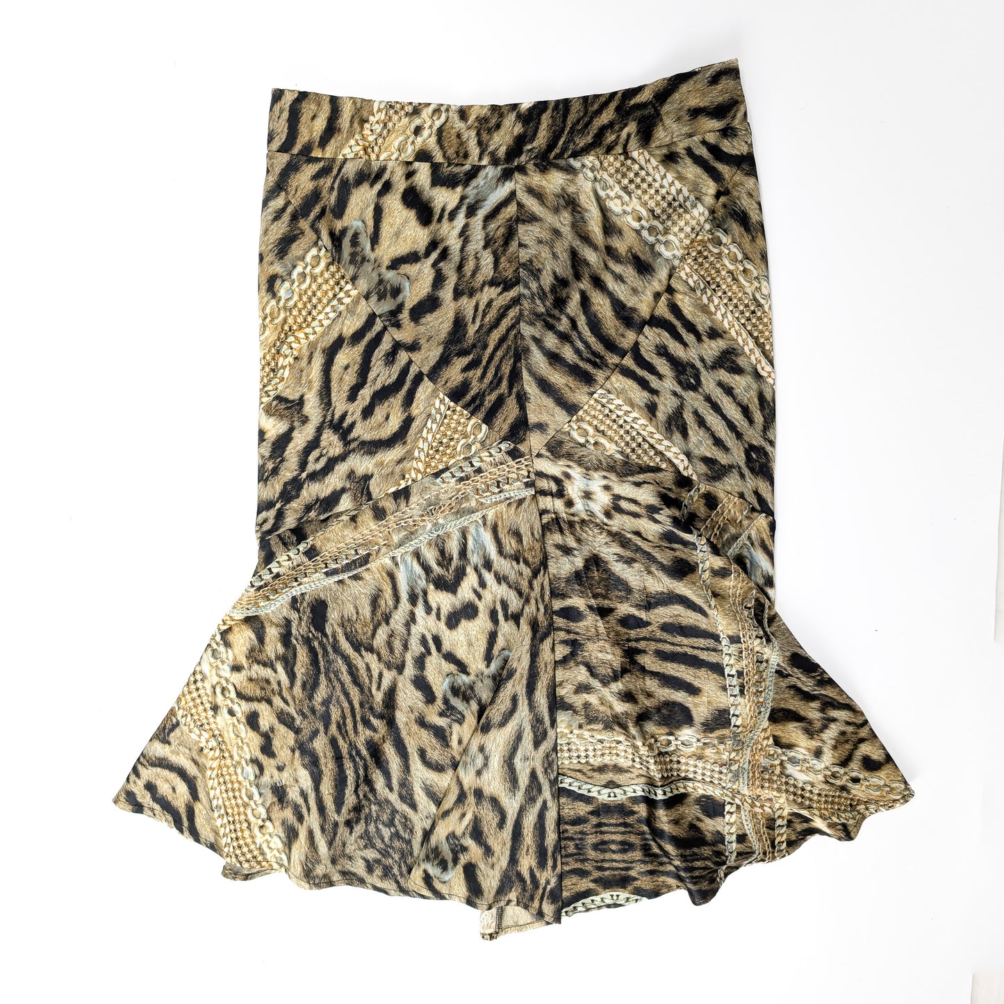 Roberto Cavalli Animal Print Silk Skirt - L