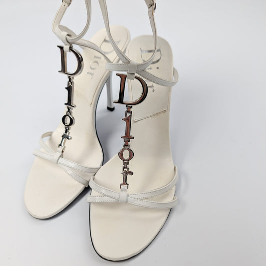 Dior by Galliano White Logo Sandals - EU39.5|6.5UK|8.5US