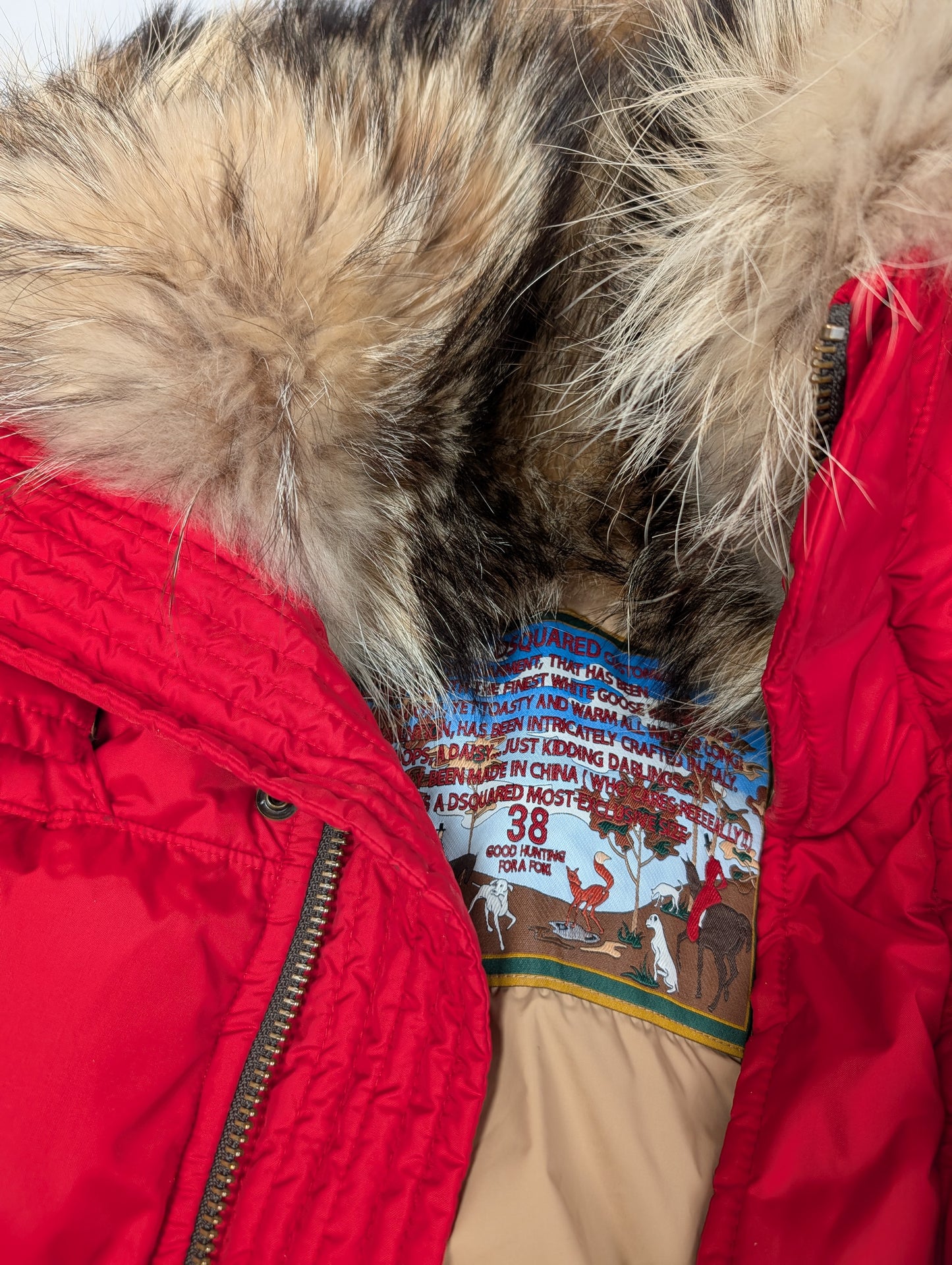 Dsquared2 short red fur puffer jacket