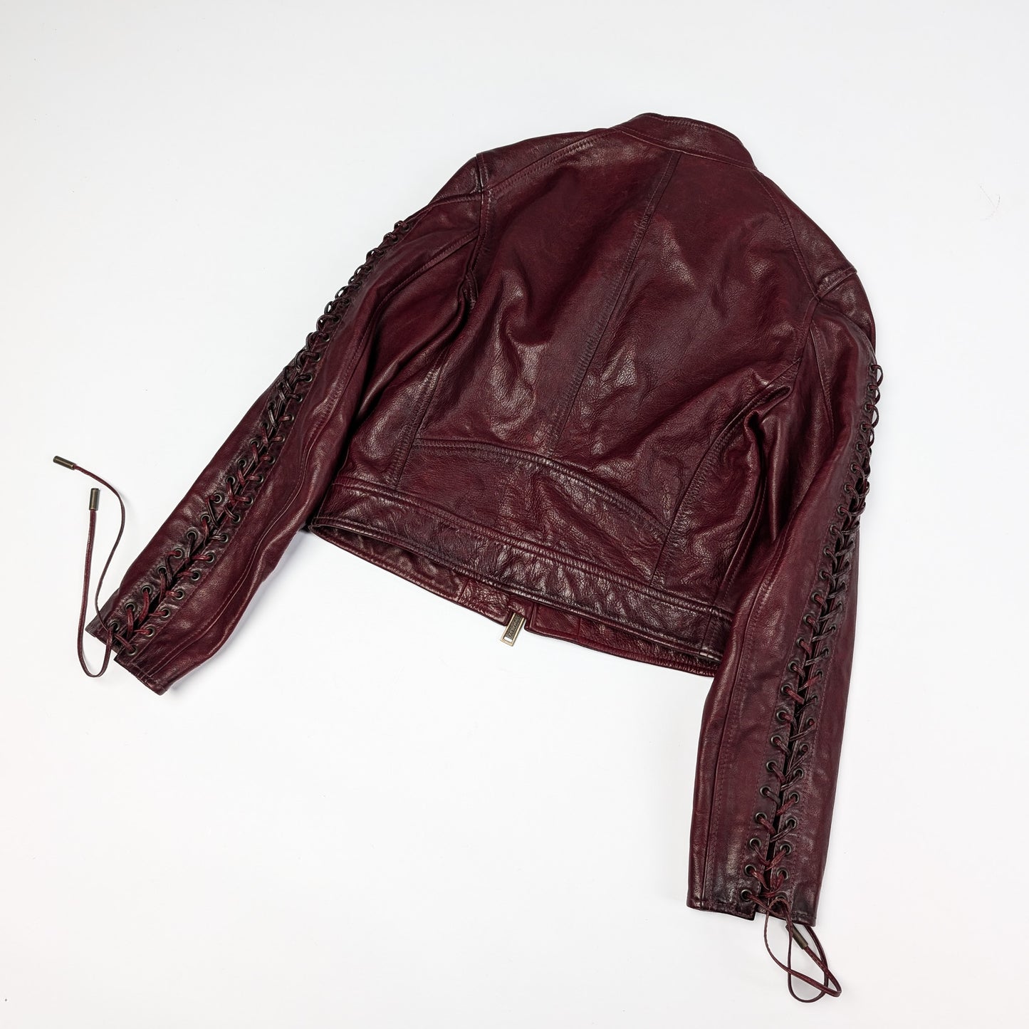 Dsquared2 Burgundy Lace-Up Leather Jacket