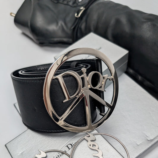 Black leather belt by Galliano Peace and love - S/S 2005