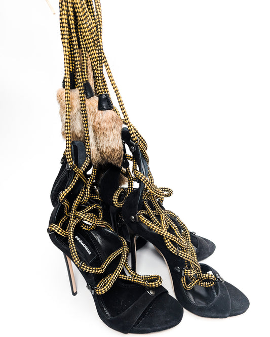 Dsquared2 Riri fur sandals F/W2004- EU37|UK4|US6