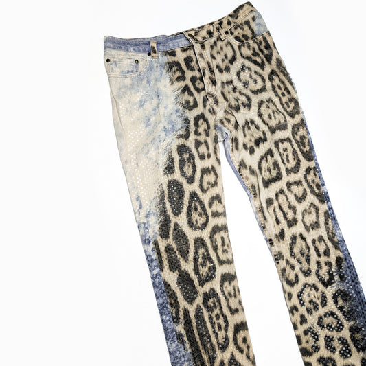 Cavalli leopard tie and dye jeans - M