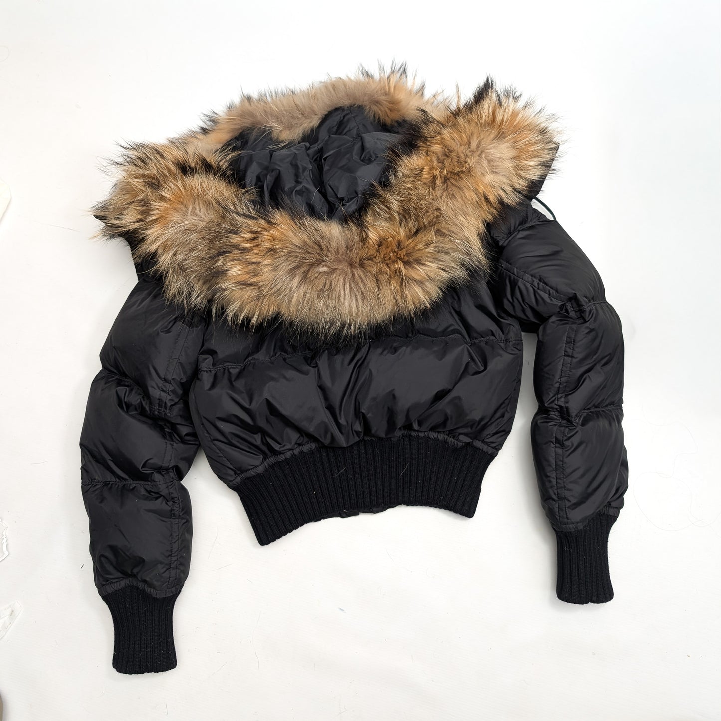 Dsquared2 short black fur puffer jacket