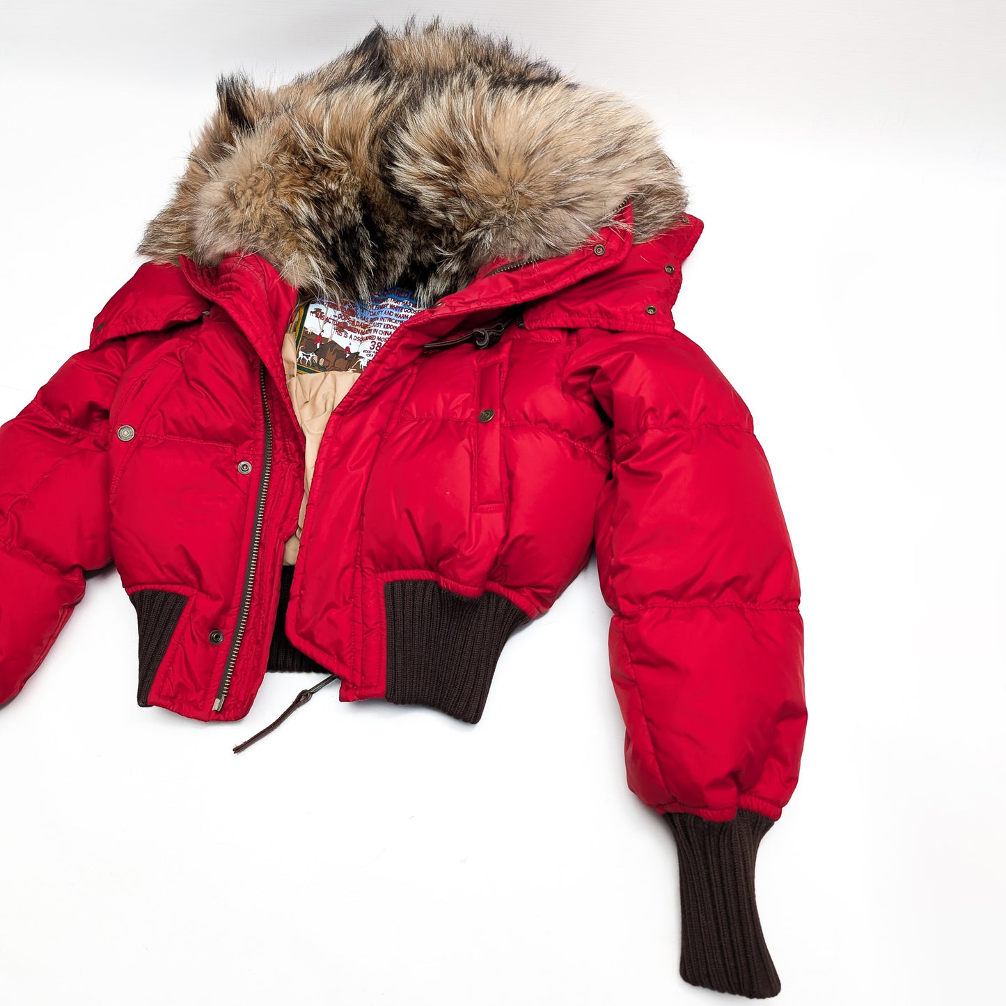 Dsquared2 short red fur puffer jacket