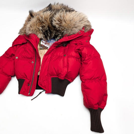 Dsquared2 short red fur puffer jacket