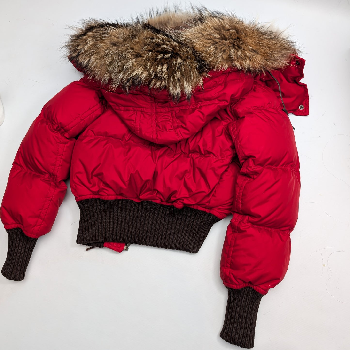 Dsquared2 short red fur puffer jacket