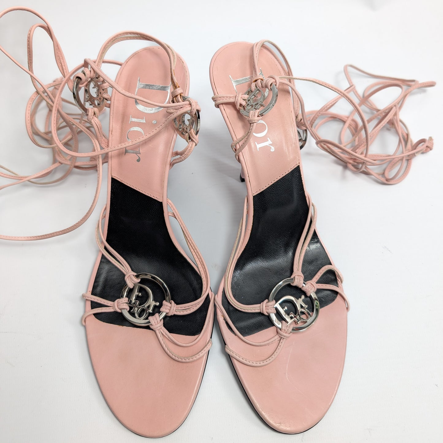 Dior by Galliano pink tie-front sandals - EU39.5|UK6.5|US8.5