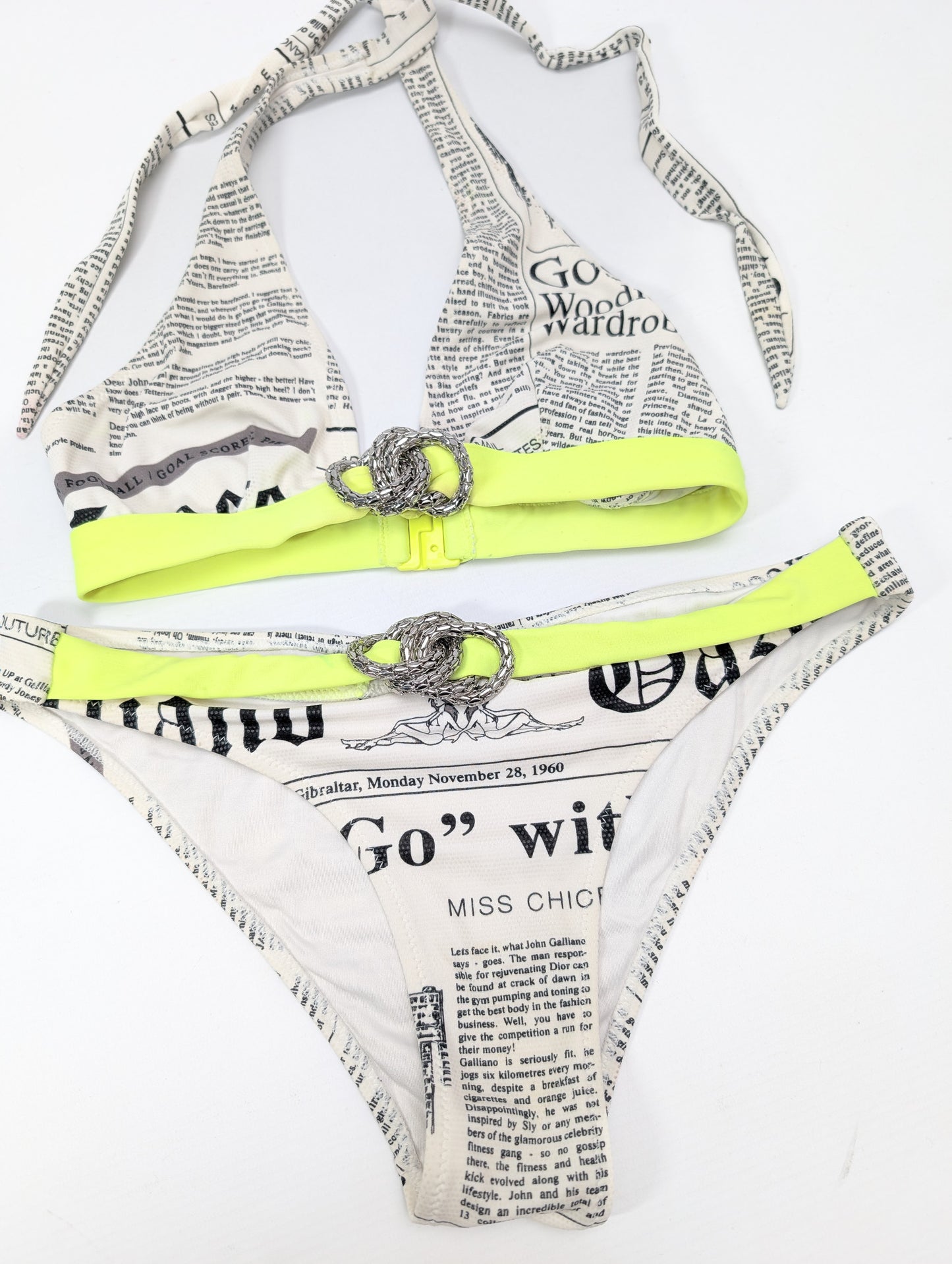 Galliano newspaper print bikini
