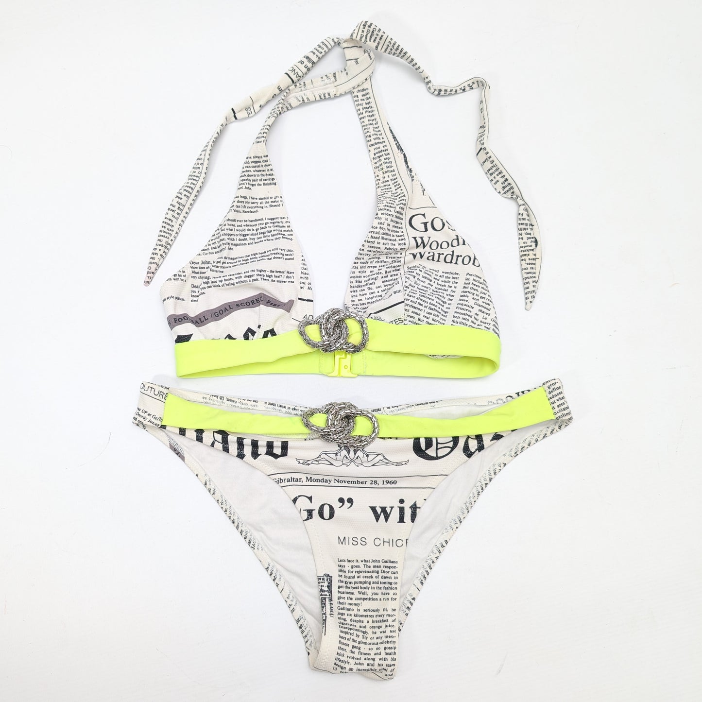 Galliano newspaper print bikini