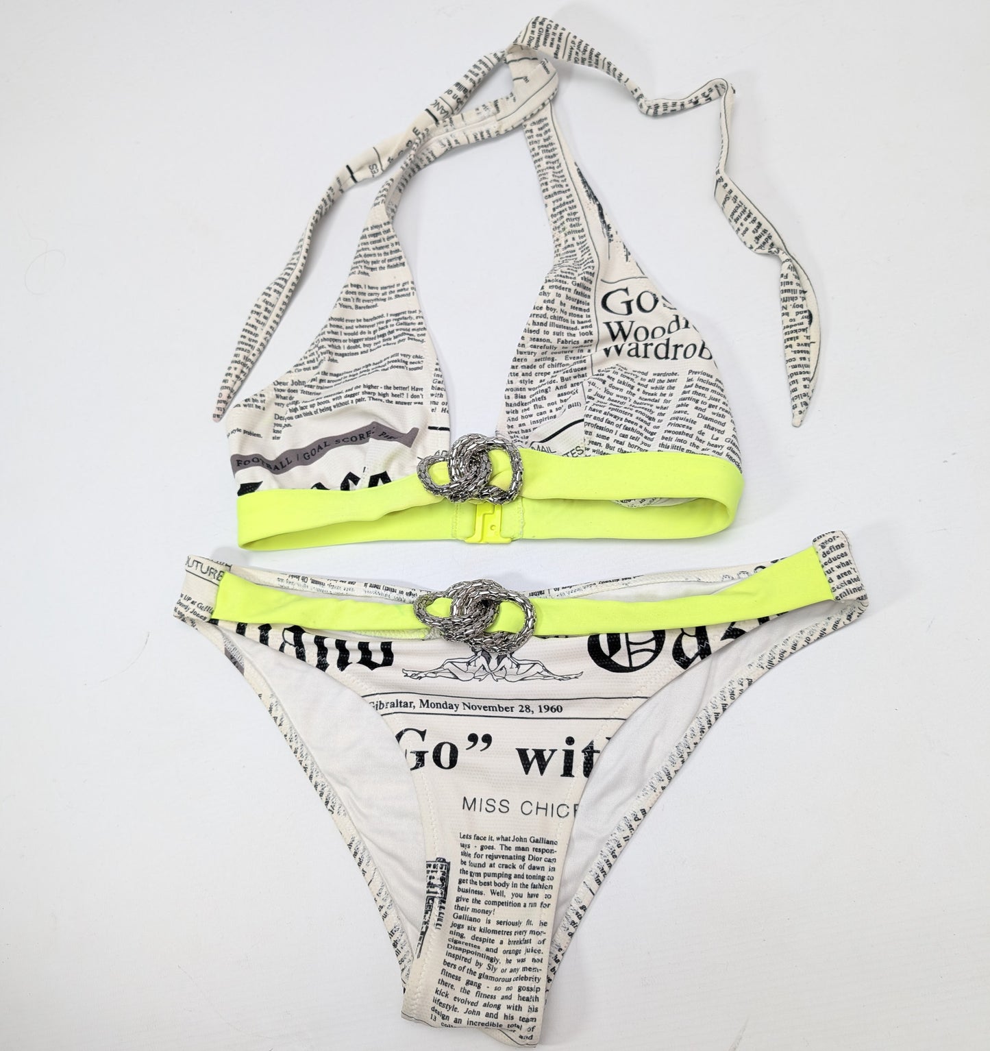 Galliano newspaper print bikini