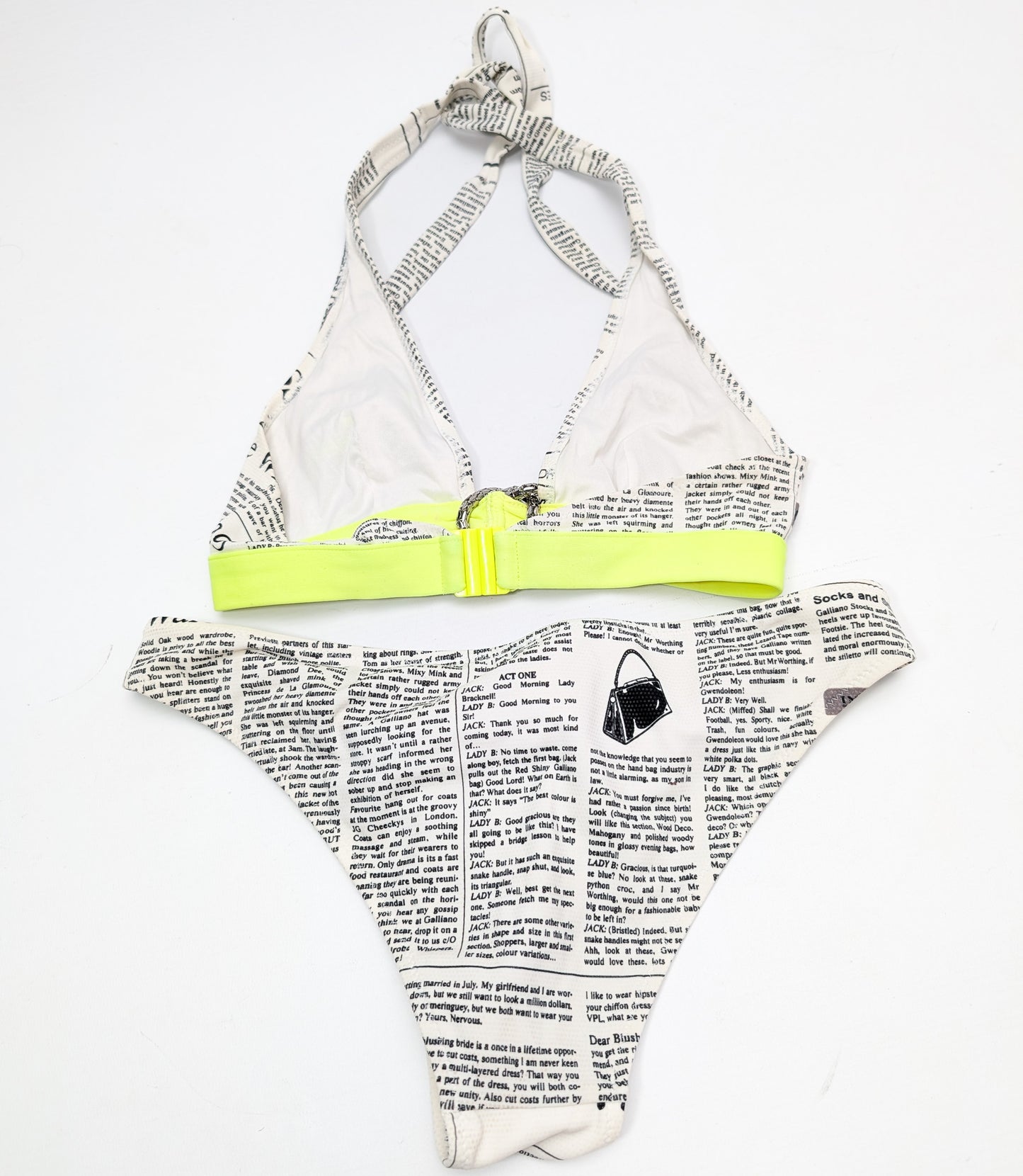 Galliano newspaper print bikini