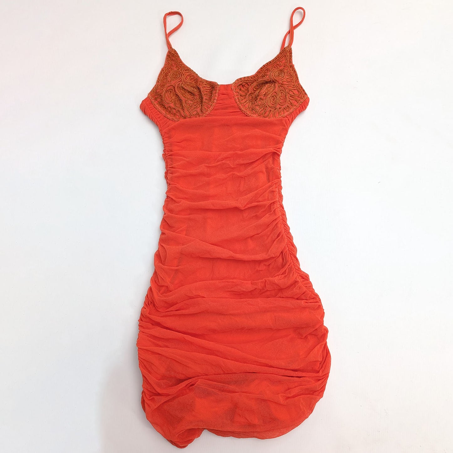La Perla orange fitted chiffon dress - M