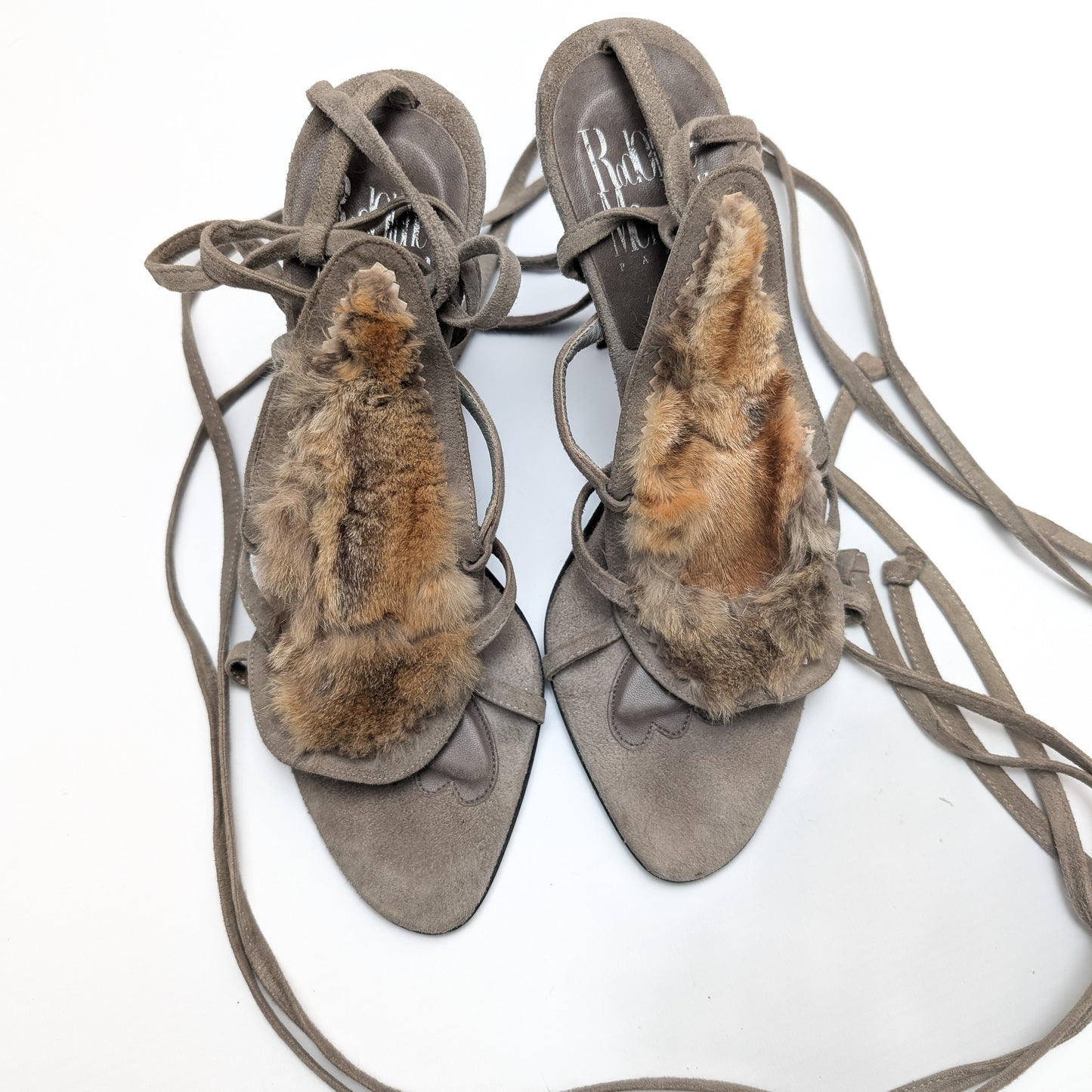 Fur-embellished sandals - EU39|UK6|US8