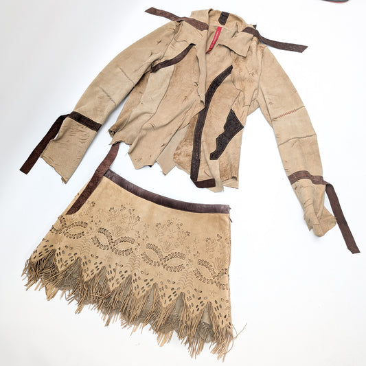 Suede skirt and jacket set - L